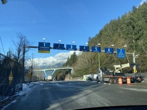 How to get to bowen island by car, signs overhead at the Horseshoe Bay Ferry Terminal