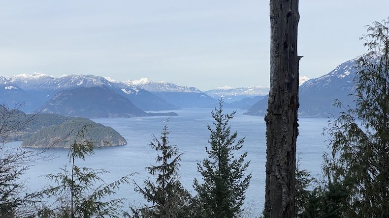 Mount Collins on Bowen Island looking North during the winter time.