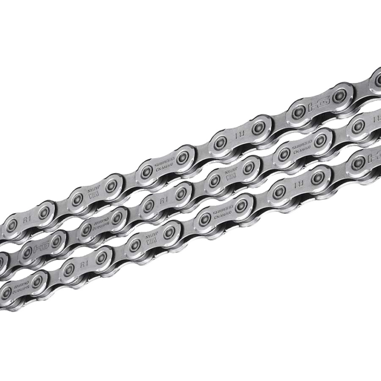 3 chains cutout from the background. Shimano HG Chain, clean, for great shifting.